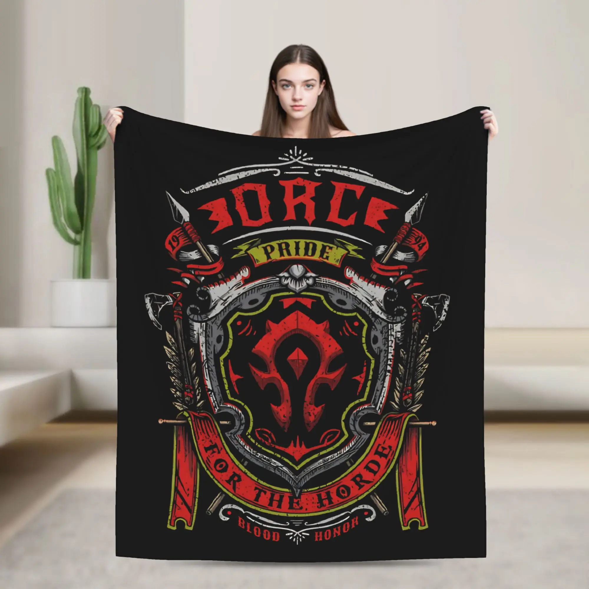 W-Warcrafts Game Plush Blankets  Vintage Throw Blankets for Bed Sofa Couch 150*125cm Plush Thin Quilt