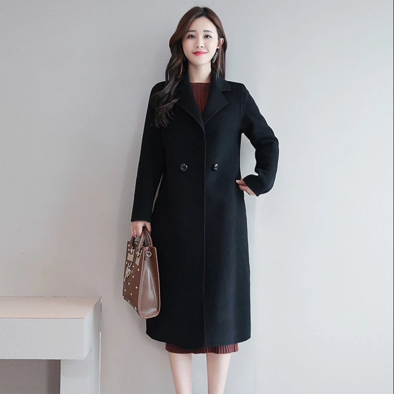 

Ladies' Woolen Coat Jaet Medium Length Korean Sle Big Brand Women's Clothing Commute Sle Loose Fit Polyester Fiber