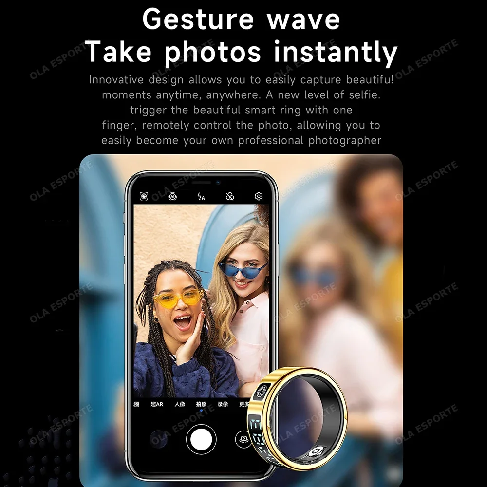 New Display Screen Smart Ring LED Ring Gesture Swipe Video/ Brush Tiktok Health Monitor 5ATM Waterproof Smartring