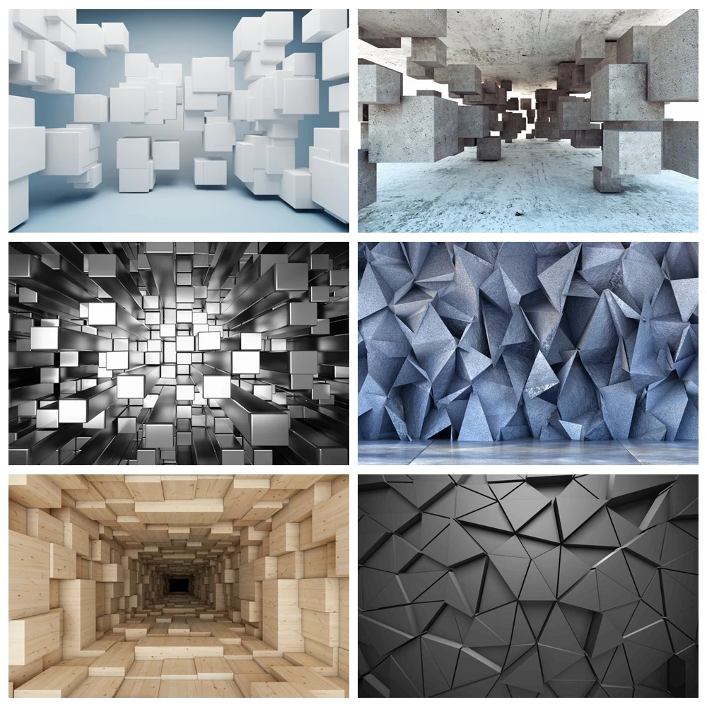 

Laeacco Unique 3D Brick Wall Pillow Square Cube Box Portrait Photographic Backgrounds Photography Backdrops For Photo Studio