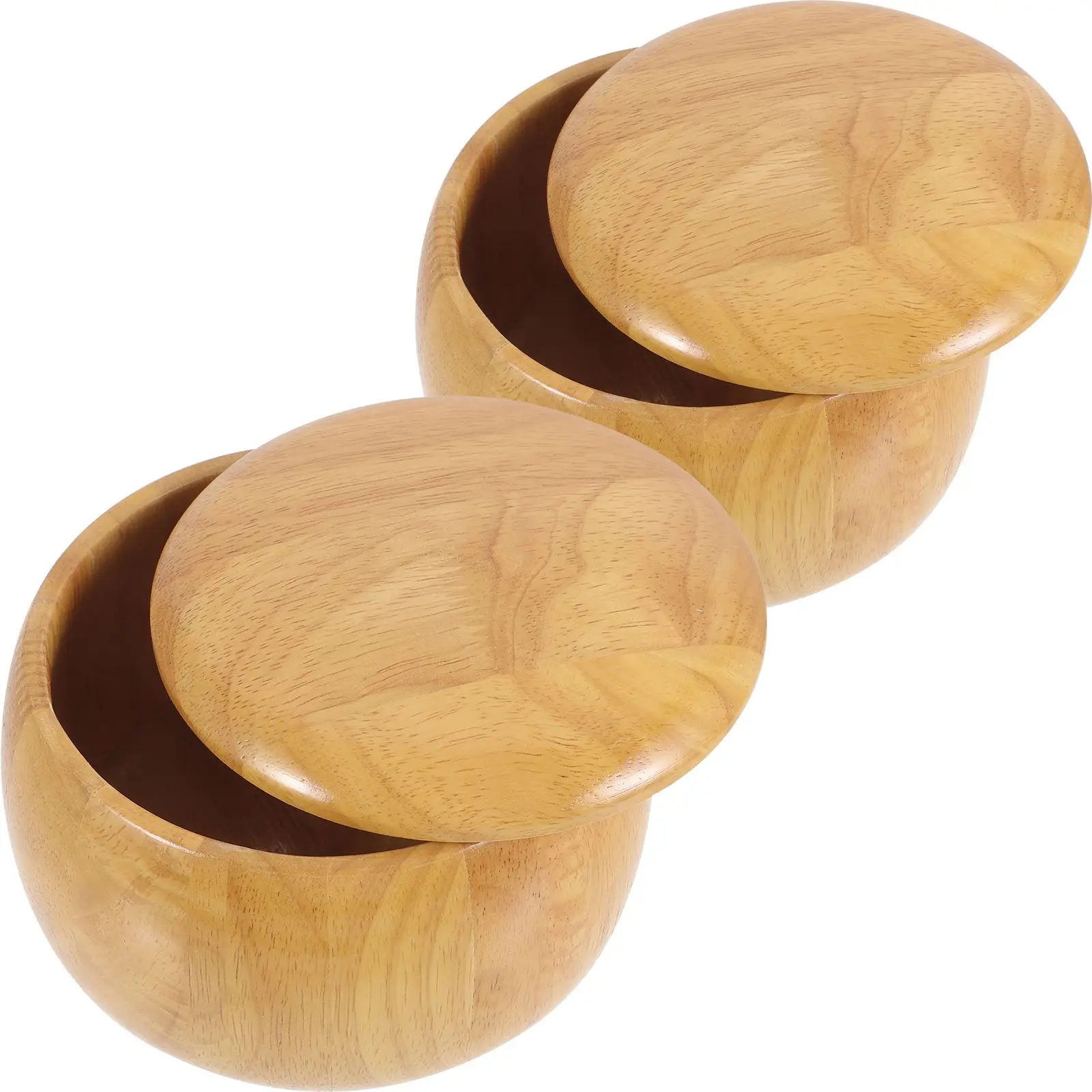 

2 Pcs Go Chess Storage Bowl Wood Stone Bowls Case Professional Wooden Container Containers
