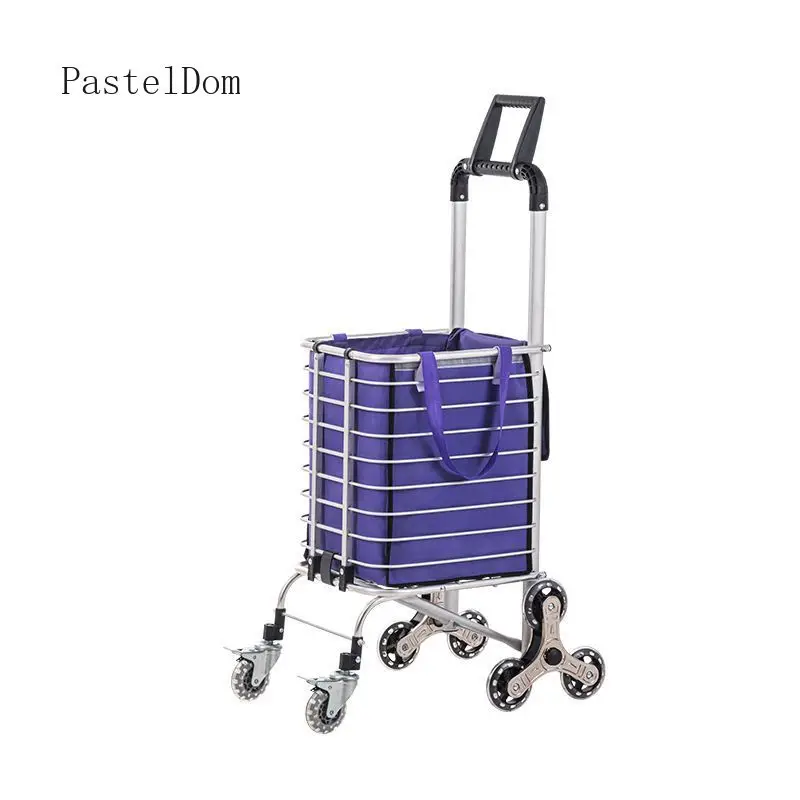 *Thickened Heavy‑Duty Hand‑Pulled Shopping Cart, Household Dual‑Purpose Trolley with Stair‑Climbing Wheels for Express Delivery