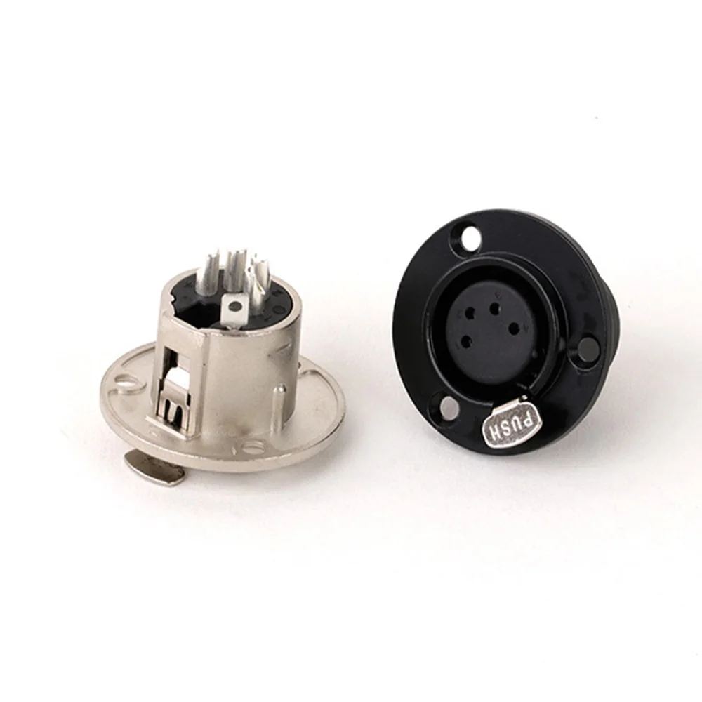 1pc 3/4/5Pins Round Male/Female XLR Speaker Panel Mount Socket Connector Adapter Audio Microphone Socket Silver/Black