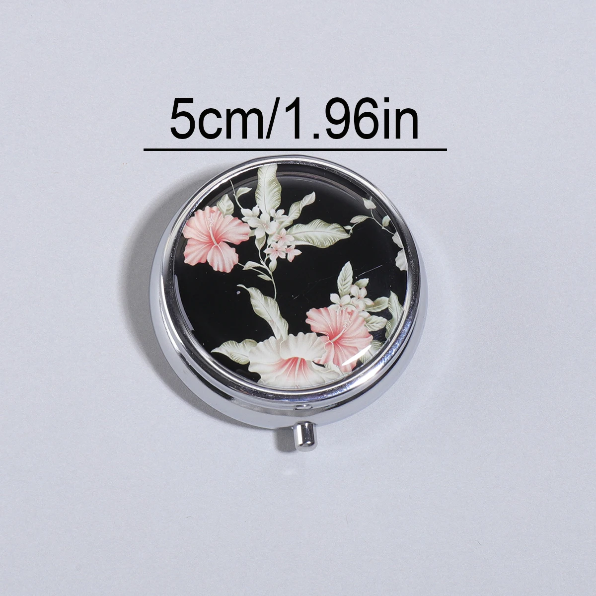 Cute 3-Compartment Pill Box Stainless Steel Round Capsule Medicine Box Floral Pattern Medicine Organizer Container with Divider