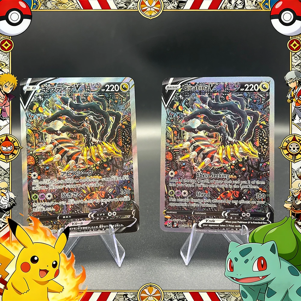 Diy Anime Ptcg Proxy Collectible Cards JP/EN 186/111 Giratina V Holo Foil Premium Graded Collectible Cards Fans Holiday Gifts