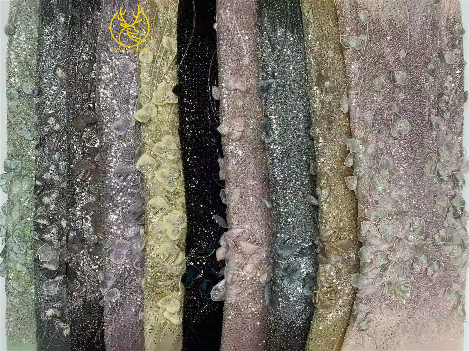 Newest Hot Sale French 3D Embroidery Floral Lace Fabric African Nigerian Beaded Sequin Lace Fabric for Wedding Fabric Sewing