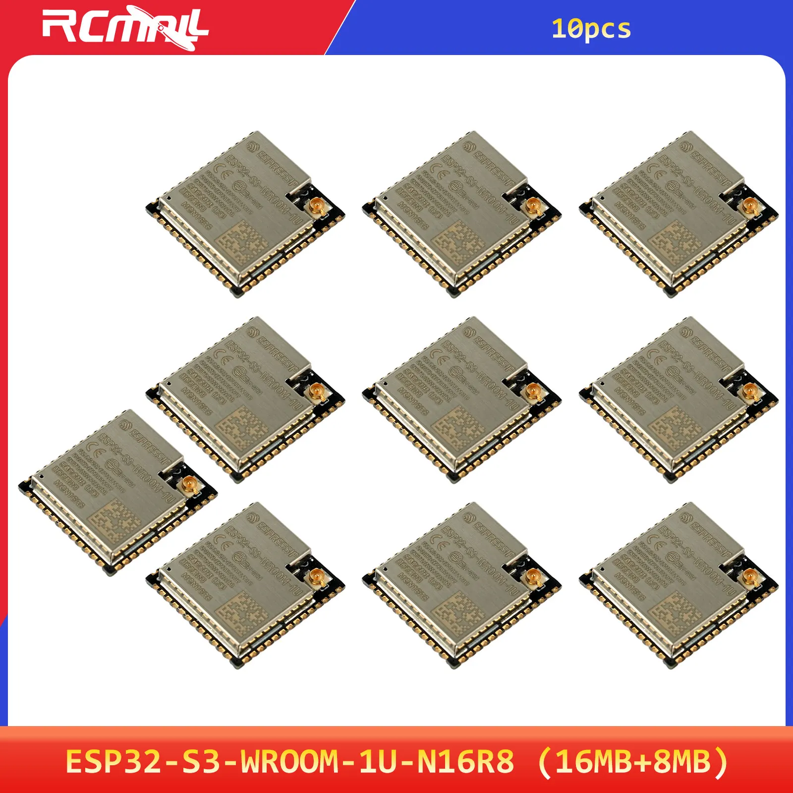10PCS ESP32-S3-W/ROOM-1U-N16R8 16MB Flash 8MB PSRAM Wi-Fi BLE ESP32-S3 Module for Arduino Smart Home IoT