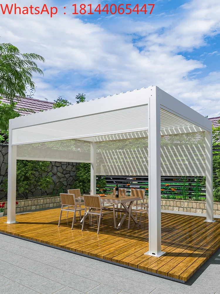 

Outdoor pavilion courtyard villa can be customized electric flip louver sunshade Chinese-style sunshine room aluminum pavilion