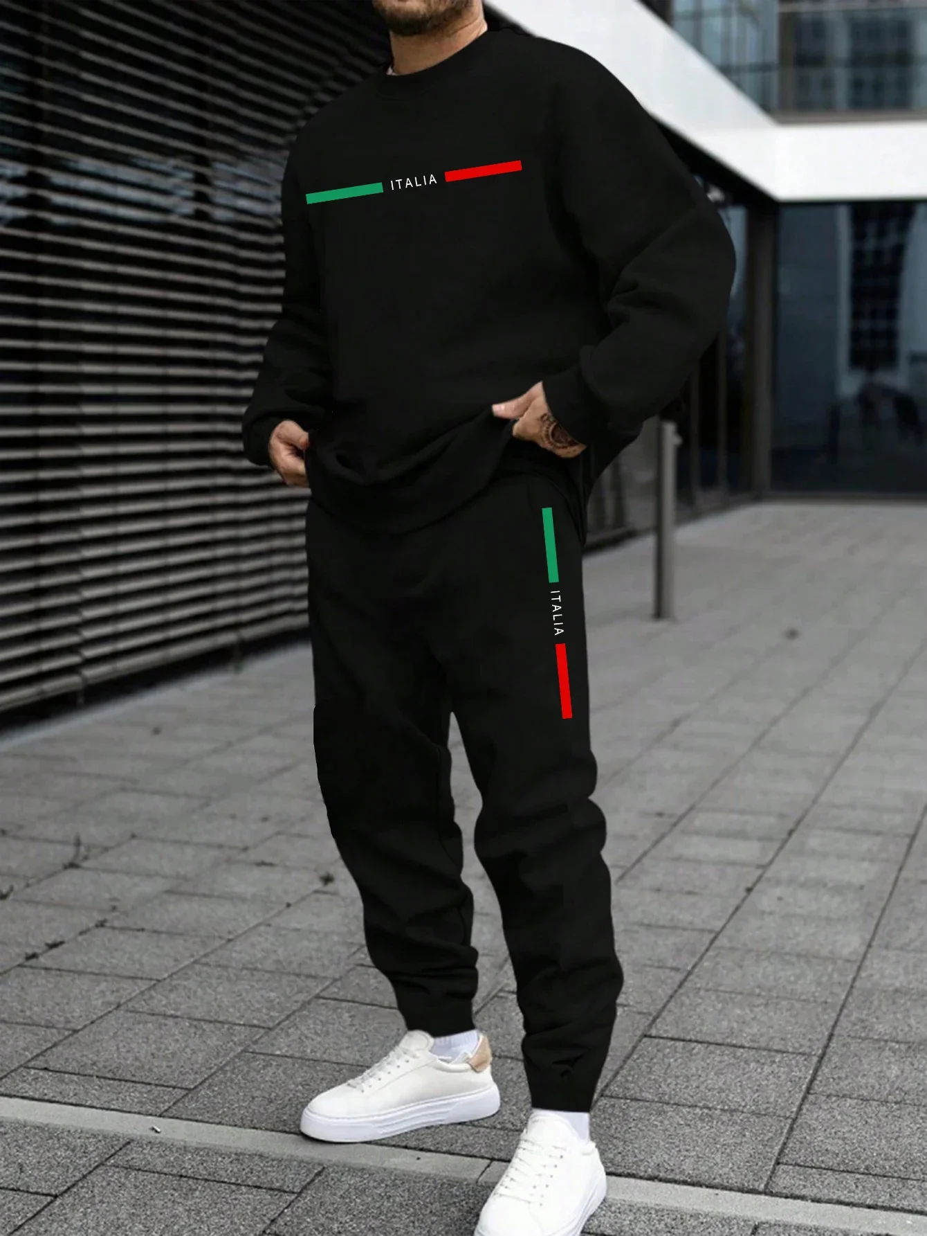 

Autumn Mens Tracksuit Italy O Neck Sweatshirt Sweatpants Casual Sports Single Piece Tops Pants Man Clothing Hip Hop Streetwear