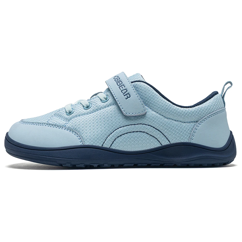HOBIBEAR Wide Width Shoes Kids Barefoot Hook-Loop Sneakers Artificial Leather Mesh Lightweight Zero Drop Walking Shoes