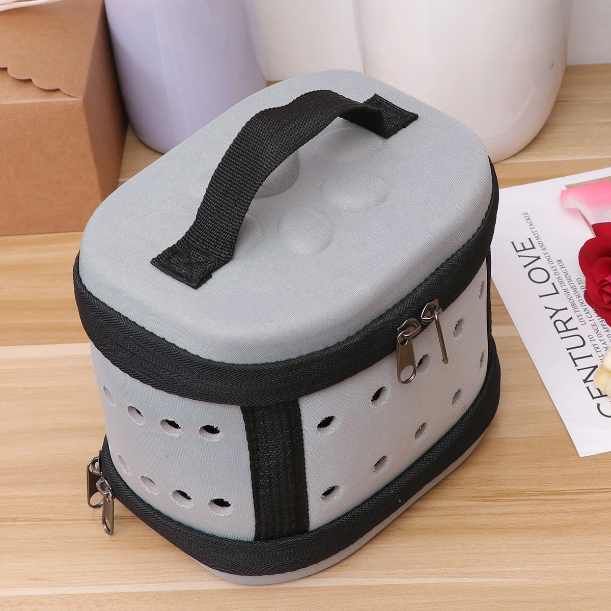 

Pet Carrier Dog Carrier Pet Handbag Bag Portable Travel Bag Pet Dog Front Bag Head Out EVA Backpack (Mini Grey)