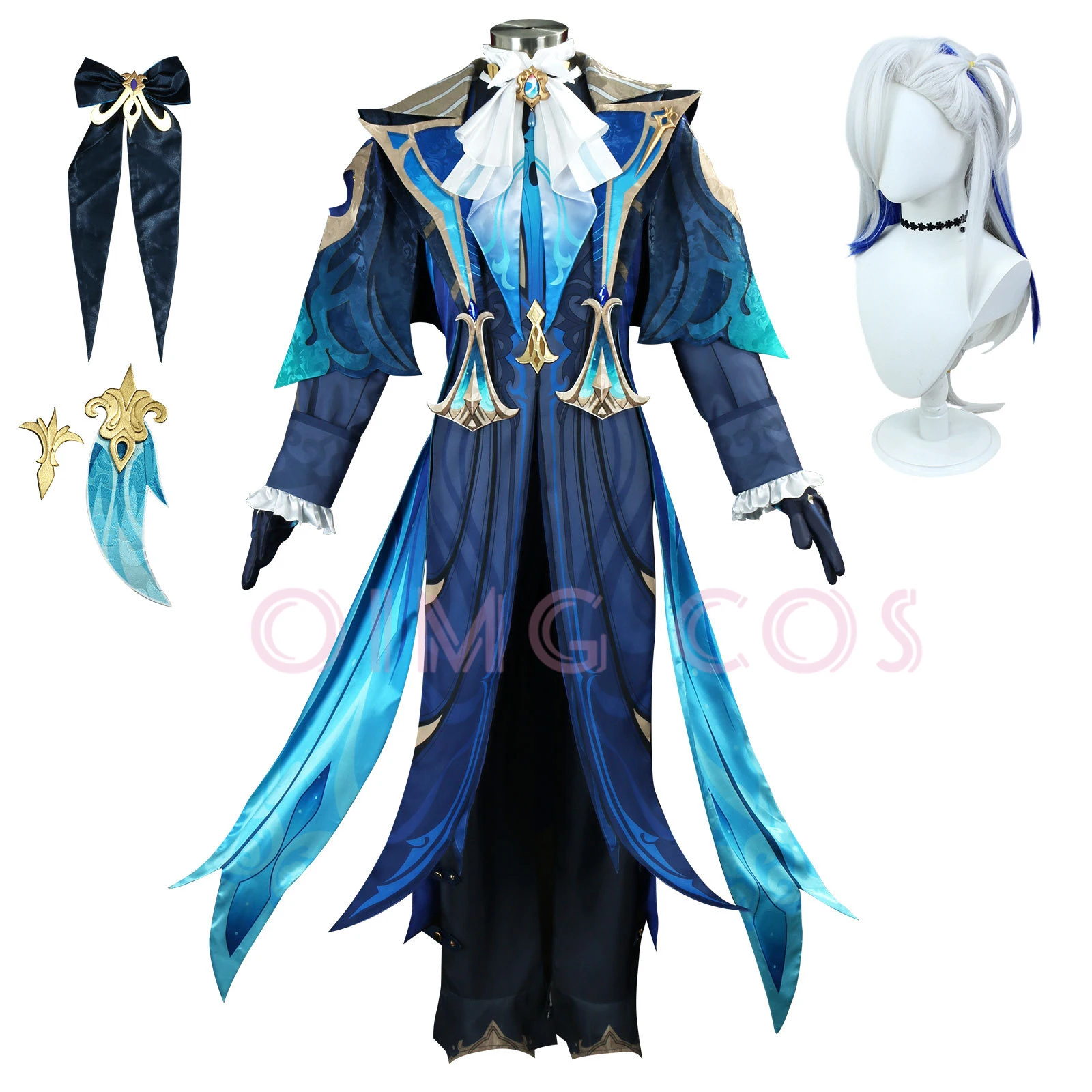 

Genshin Impact Neuvillette Cosplay Costume Adult Carnival Uniform Wig Anime Halloween Party Costumes Women Masquerade Game