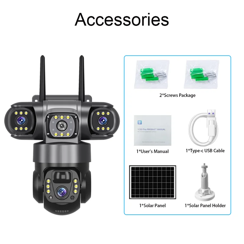 

Solar Camera 4G Sim Outdoor 3 Lens 3 Screen 10X Zoom PIR Human Detect Cameras Waterproof Night Vision CCTV Security Protection