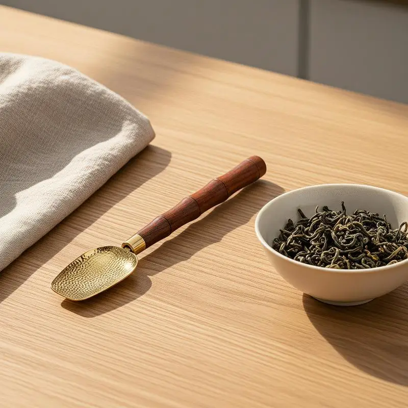 1Pcs Vintage Ebony Tea Spoon Solid Wood Handle Teaspoon Natural Tea Shovel Tea Ceremony Accessories Teaspoon Gift Portable