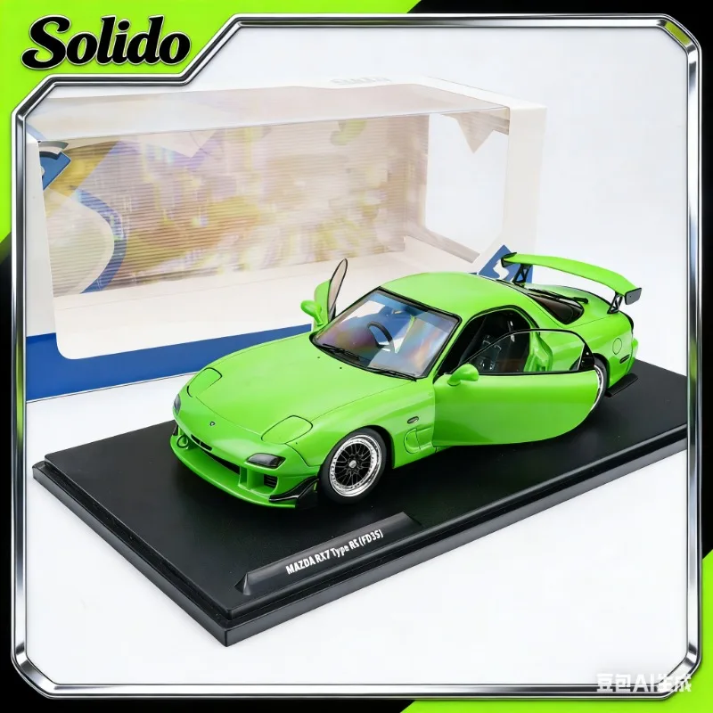 

Модель автомобиля Solido 1:18 Mazda RX7 FD3RS 1999 года из сплава с открывающимися дверями. Коллекционный предмет для взрослых, статичный декоративный элемент, подарок для мальчика.