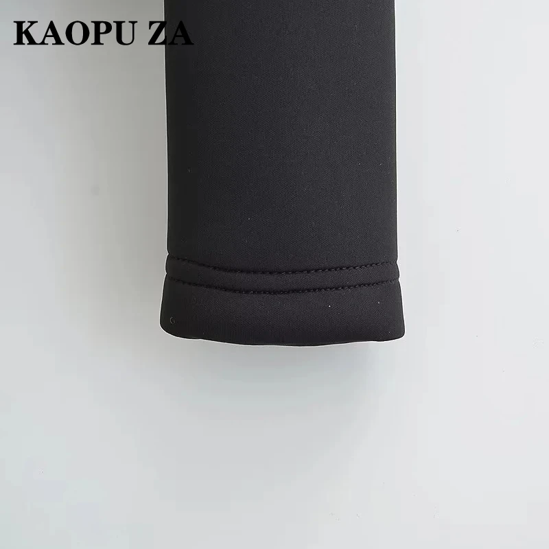 KAOPU ZA 2024 Fall/Winter New Women\'s Top Stand Collar Slim Fit Color-Block Short Black Long Sleeve Cotton Jacket Slimming