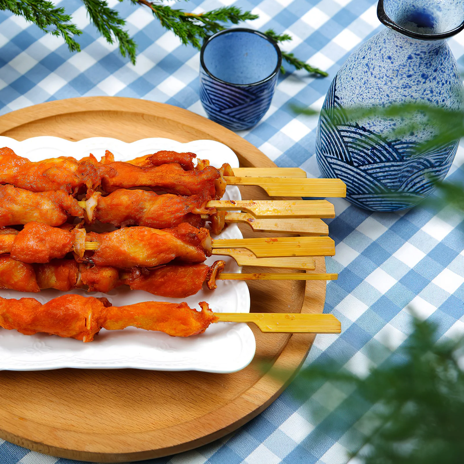 

100Pcs Bamboo Barbecue Skewers Sharp Tip Handle Multi-Function Outdoor Kabob Meat Sticks Kitchen Supplies