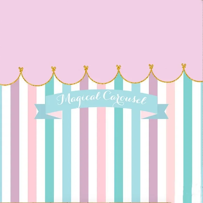 

custom carousel first birthday striped background High quality Computer print party backdrops