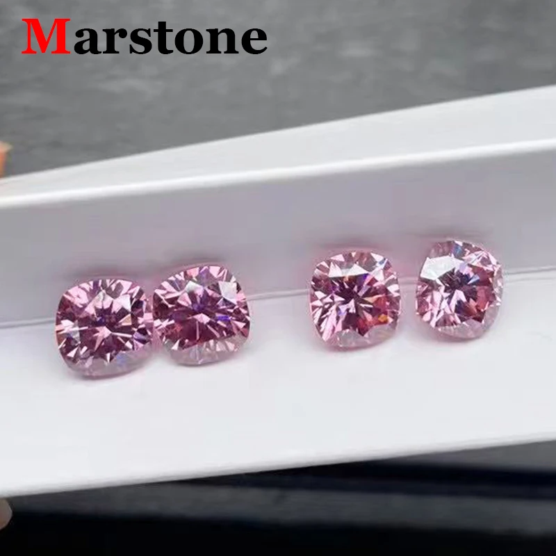 [New EU Quality]0.1-30CT Pink Cushion Moissanite Loose Stone Lab Grow Super Quality with GRA Hand Cut Cushion Pink Moissanite