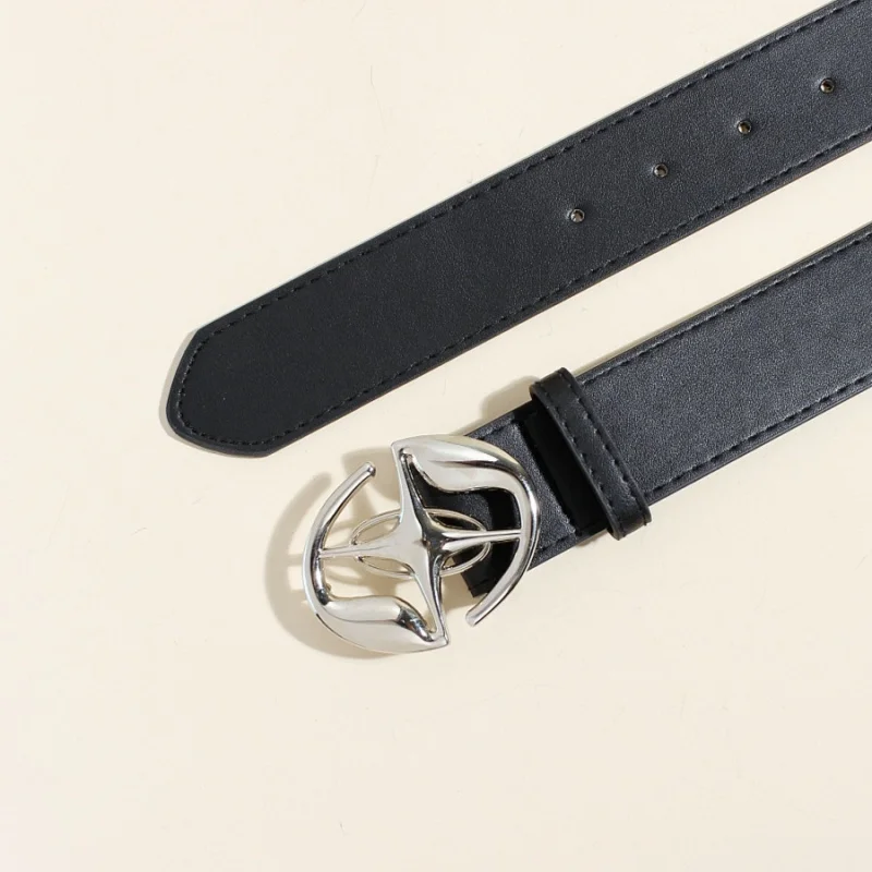 New Korean Style Unisex Retro Smooth Buckle Korean Style Simple Fashion Belt with Metal Buckle for Women