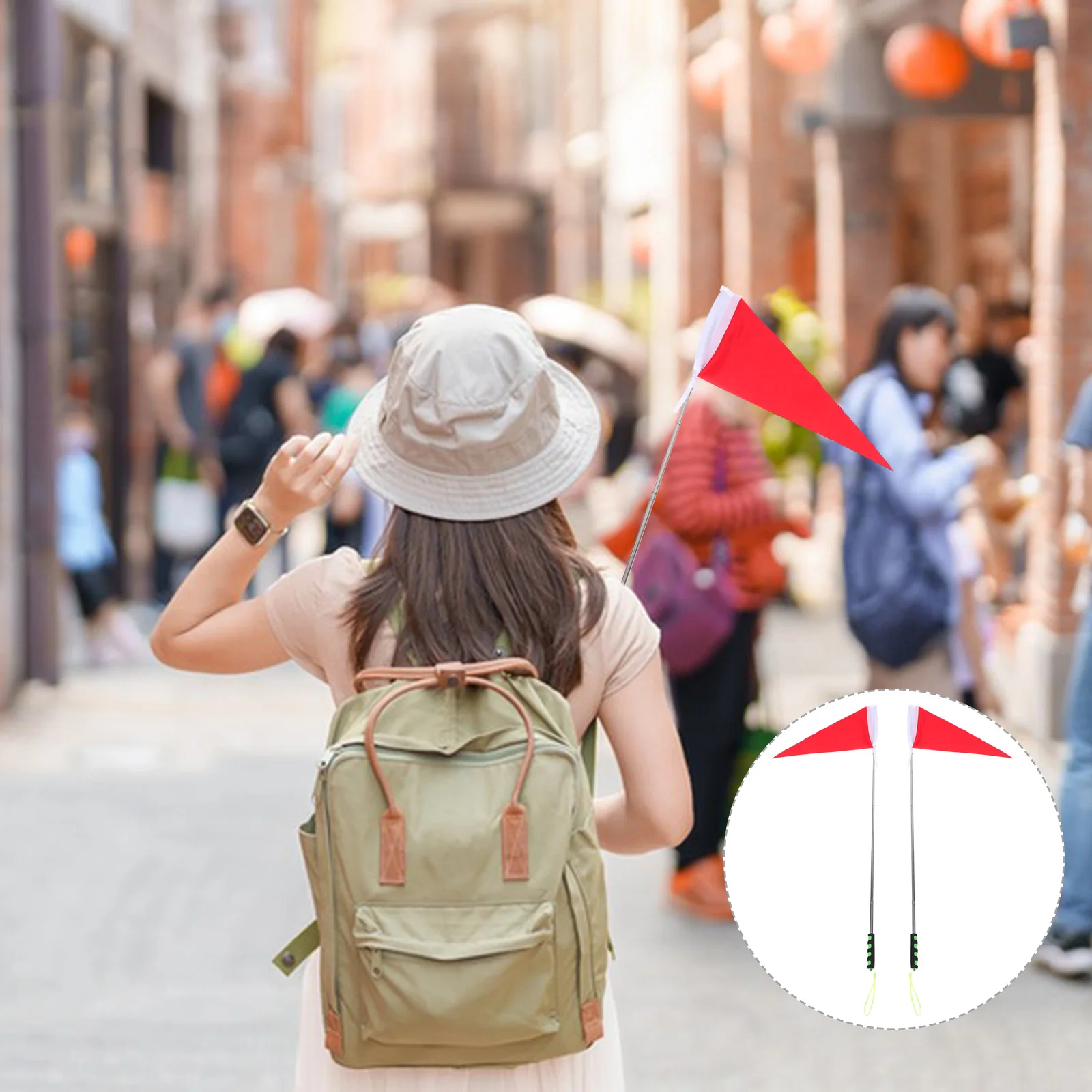 

2pcs Tour Guide Flags Telescopic Poles Retractable Lightweight Portable Triangle Banners For Outdoor Activities Travel Groups