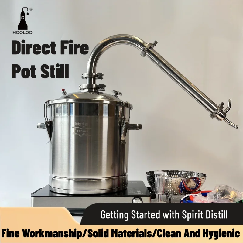 

HOOLOO 22L горшок-дистиллятор, спирт, все еще лунный свет, винный аппарат, домашнее оборудование, прямой огонь, отопление, сделай сам, виски, бренди, ром