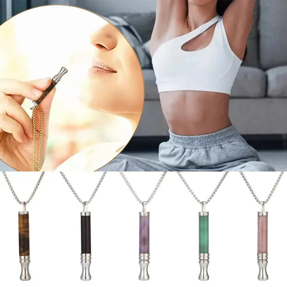 

Stainless Steel Breathlace Necklace Quit Smoking Anxiety Relief Anti Vaping Necklace Breathing Necklace For Anxiety Meditation