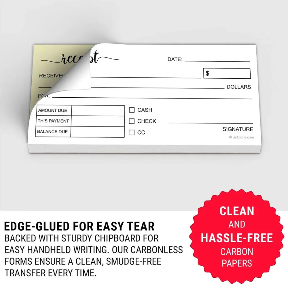 2/4 Pack Carbonless Paper Receipt Books, 2.75x6 inches, White/Yellow 2-Section, Handheld Business Order Form (50 copies).