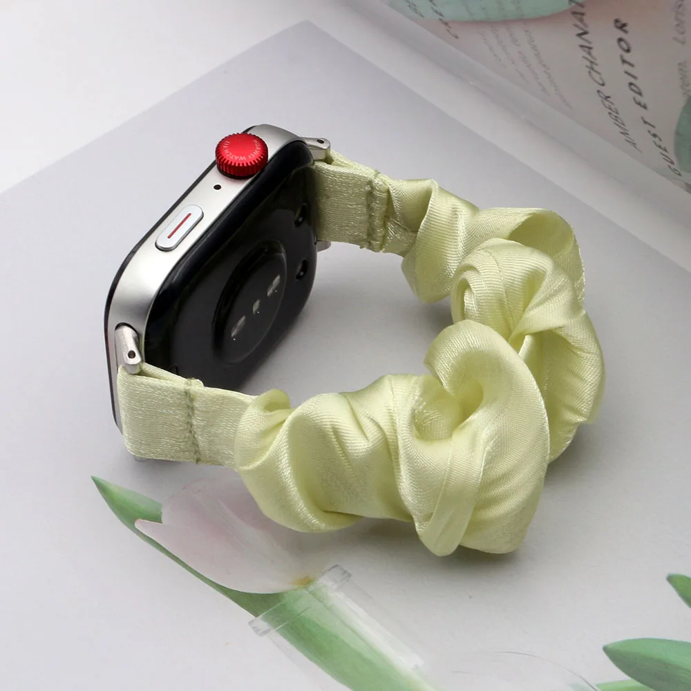 Women Yellow Elastic Band for Huawei Watch Fit 4/ Fit 3/ Fit 4 Pro Strap Scrunchies Cloth Soft Printed Fabric Wristband Bracelet