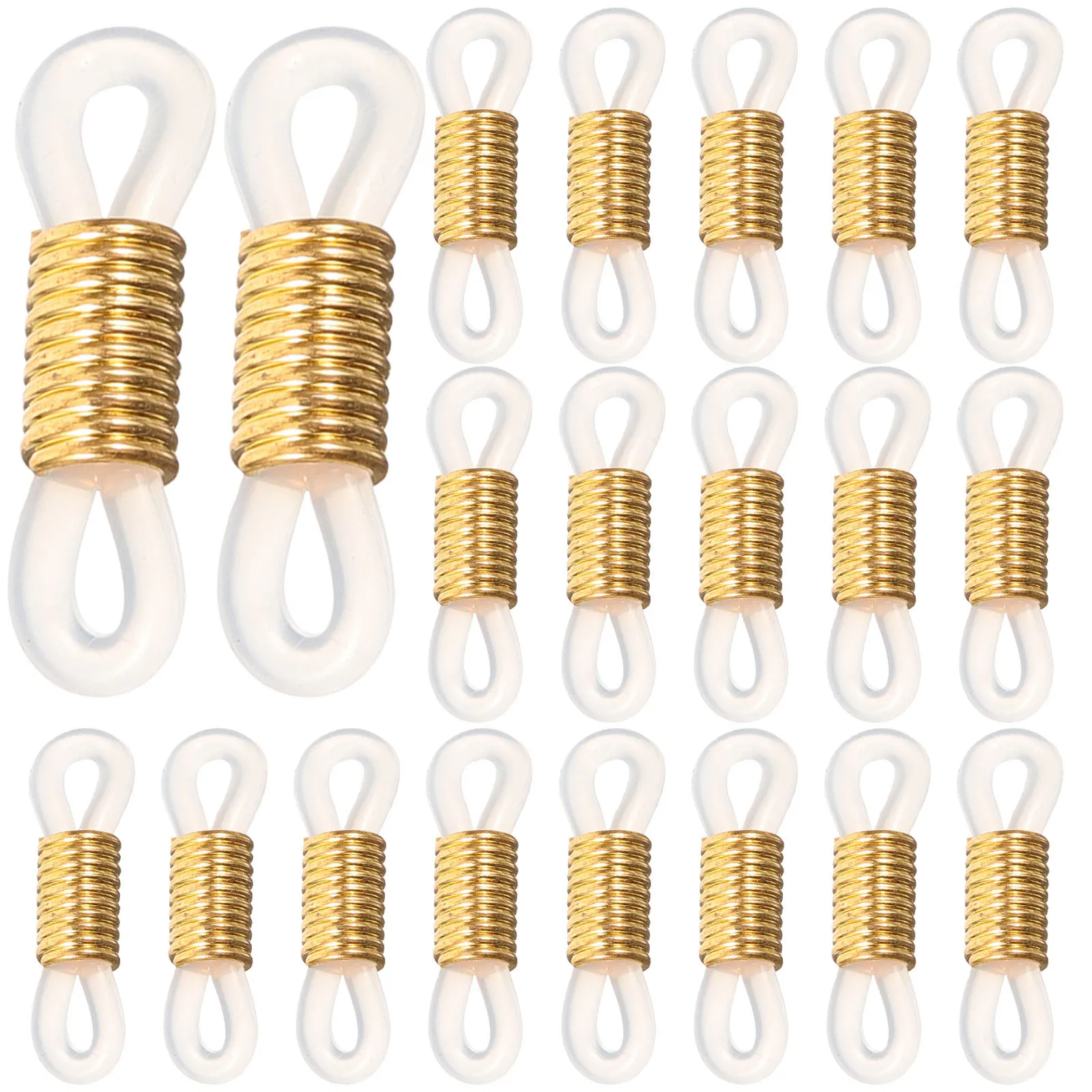 

50Pcs Glasses Retainer Connectors Flexible Silicone Metal Chain Ends for Eyewear Anti Loss Cord Holder Accessory