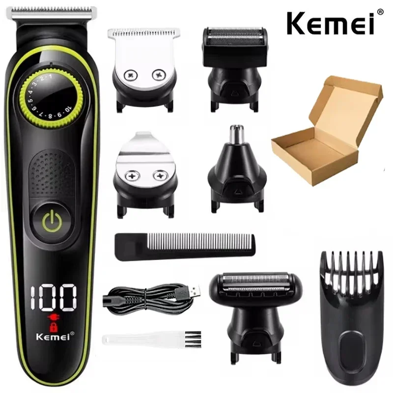 Tondeuse Kemei KM-696 Multifunctionele trimmer voor mannen Elektrisch scheerapparaat voor herenscheermes Neus 5-in-1 professionele trimmer