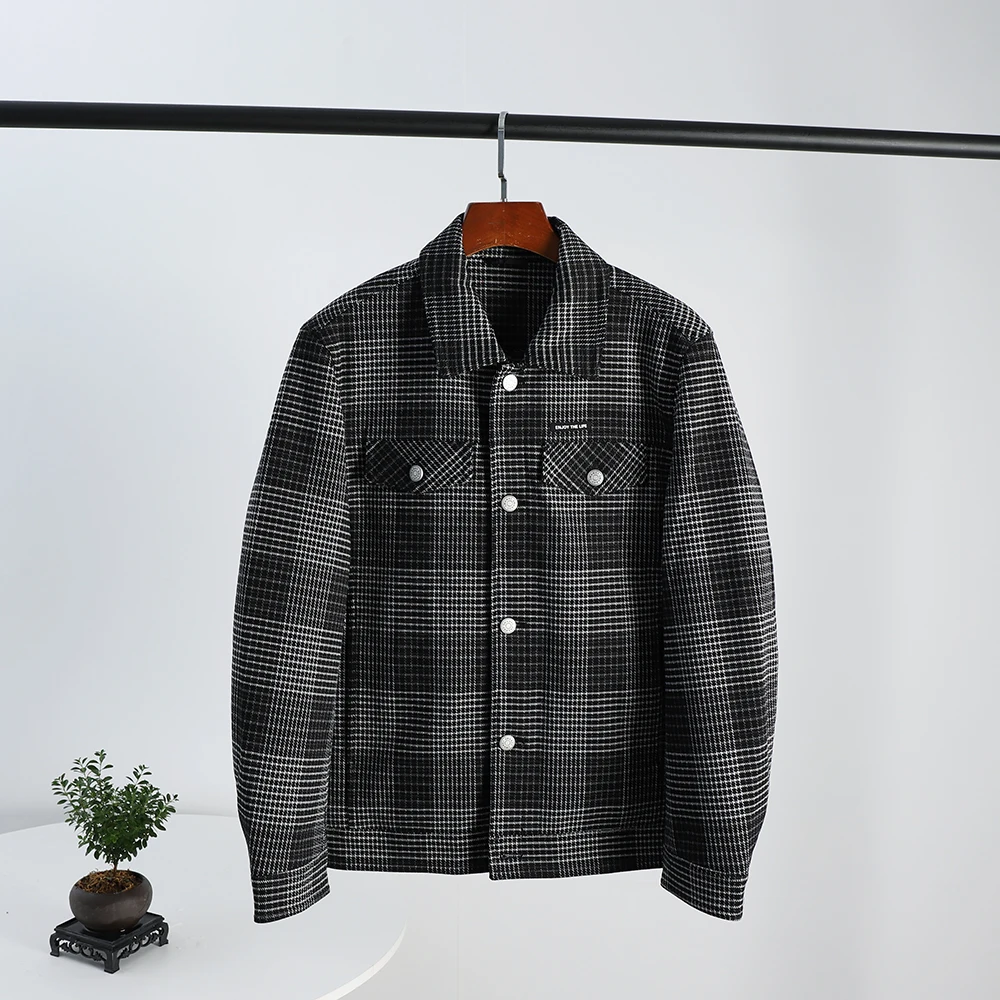 

Мужская демисезонная куртка-пуховик из полиэфирного волокна с воротником-стойкой, теплая, повседневная, деловая, в клетку, цветная, модная, стильная