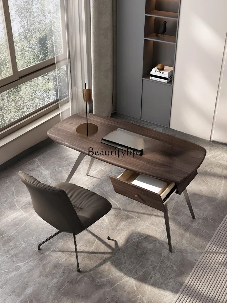 Escritorio de madera maciza minimalista de lujo ligero italiano escritorio de dormitorio minimalista moderno