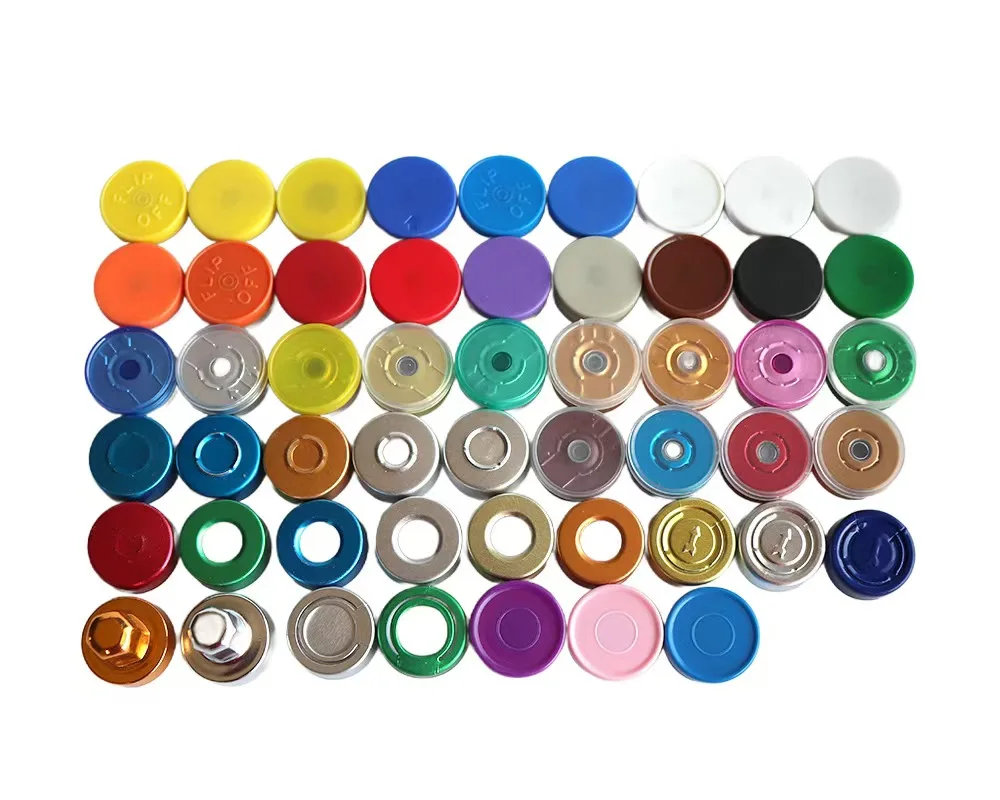 200pcs 20mm Aluminum Plastic Cap Flip Off Cap Tear Off Vial Cap for Glass Bottle Sealing Cover Colorful