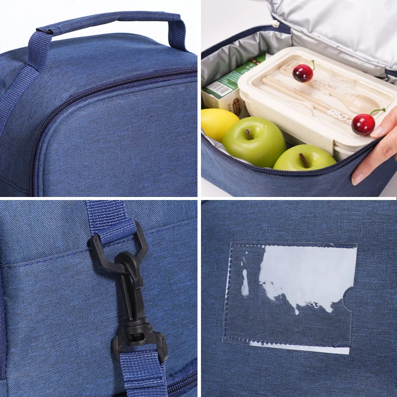 Insulated Bag Large Capacity Picnic Ice Bag Portable Crossbody Lunch Bag Cationic Fabric Waterproof Stain Resistant Lunch Bag