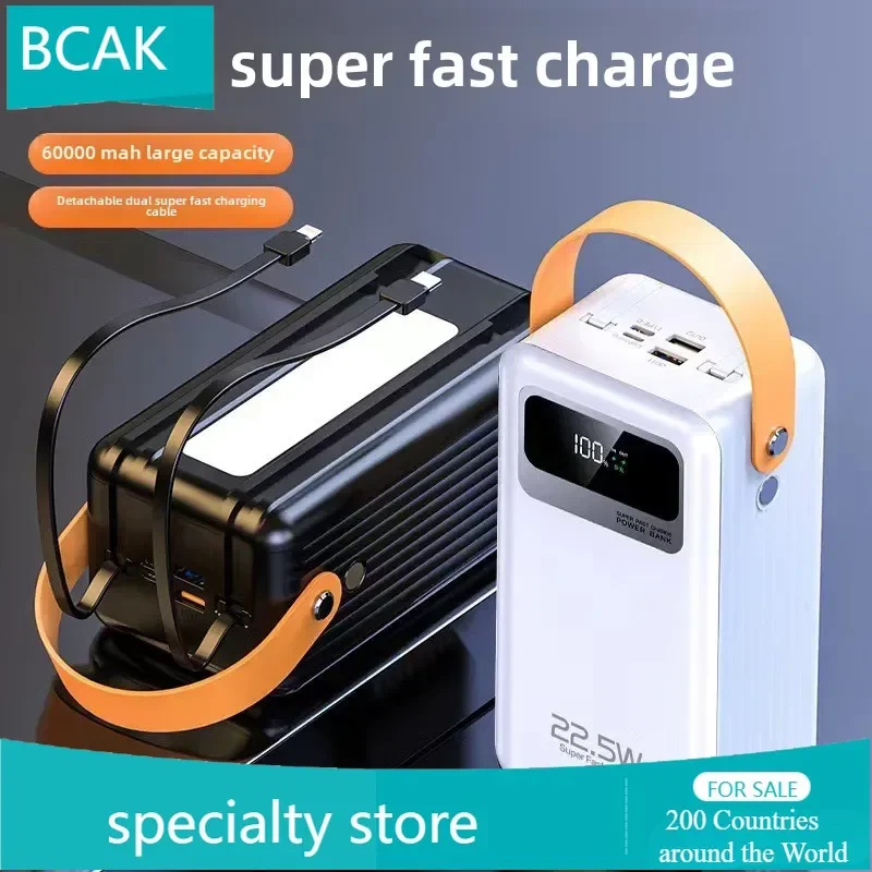 BCAK  Own Cable Universal Power Bank  22.5w Super Fast Charging Large Capacity 60000mAh Outdoor Convenient Mobile Power Supply - Image 3