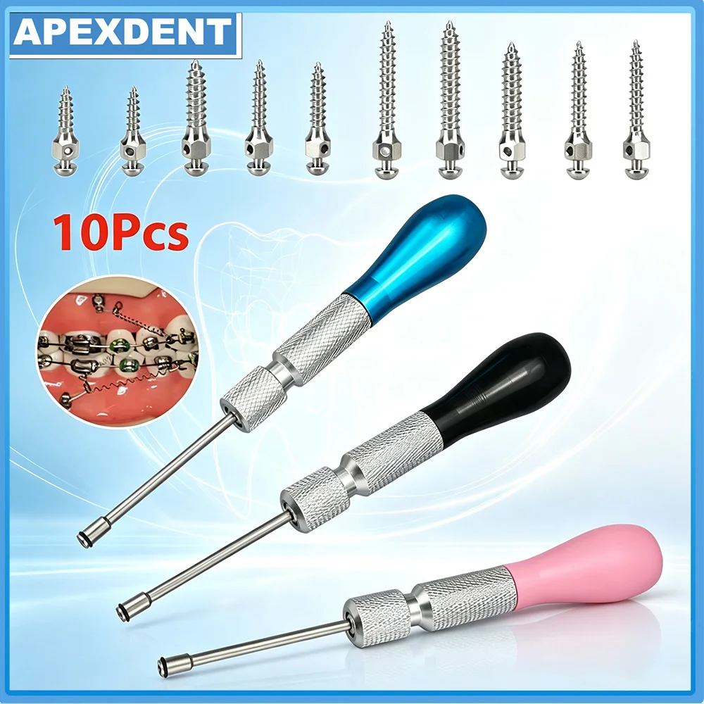 Dental Orthodontic Micro Screw Kit Titanium Alloy Anchorage Screws Self Drilling Thread With Screwdriver Dentistry Implant Tools