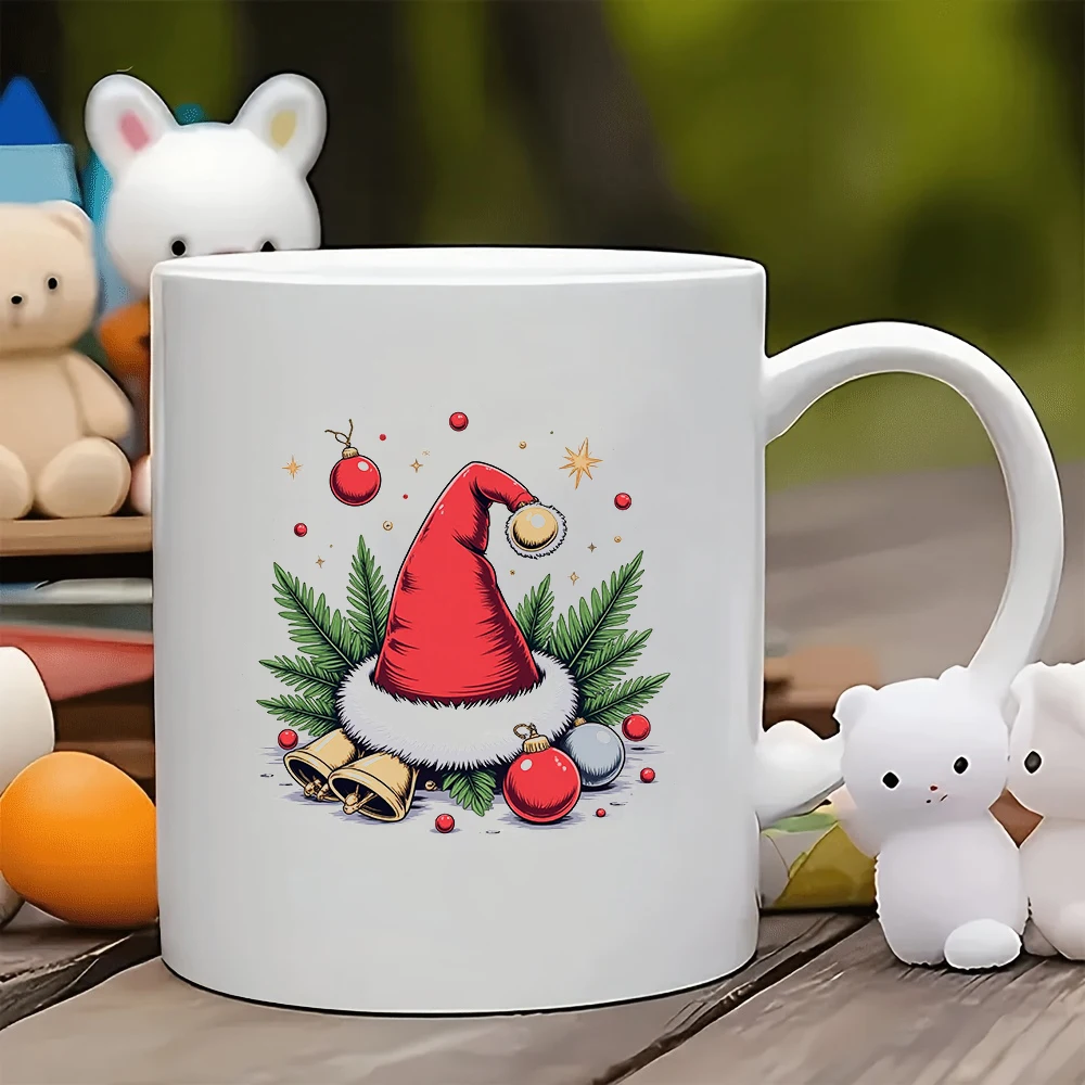 

11oz Cup + Cartoon Santa Hat Theme + Starry Sky Background Christmas Gift Kids Cup Family Office Coffee Mate