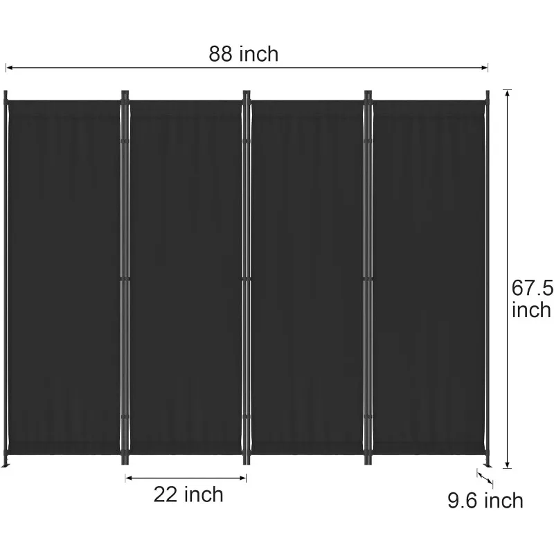 Room Divider, Folding Privacy Screens, 4 Panel Room Partitions, 88