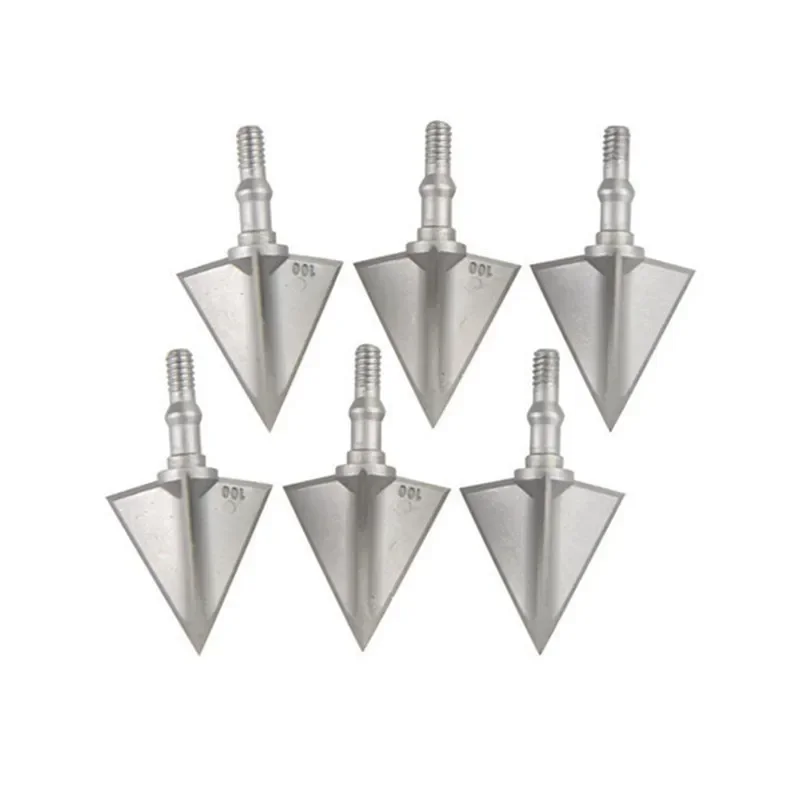 

6pcs Broadhead Arrowhead 100Grain Archery 3 Blade ArrowHead Stainless Steel for Bow Hunting Outdoor Sports Accessories