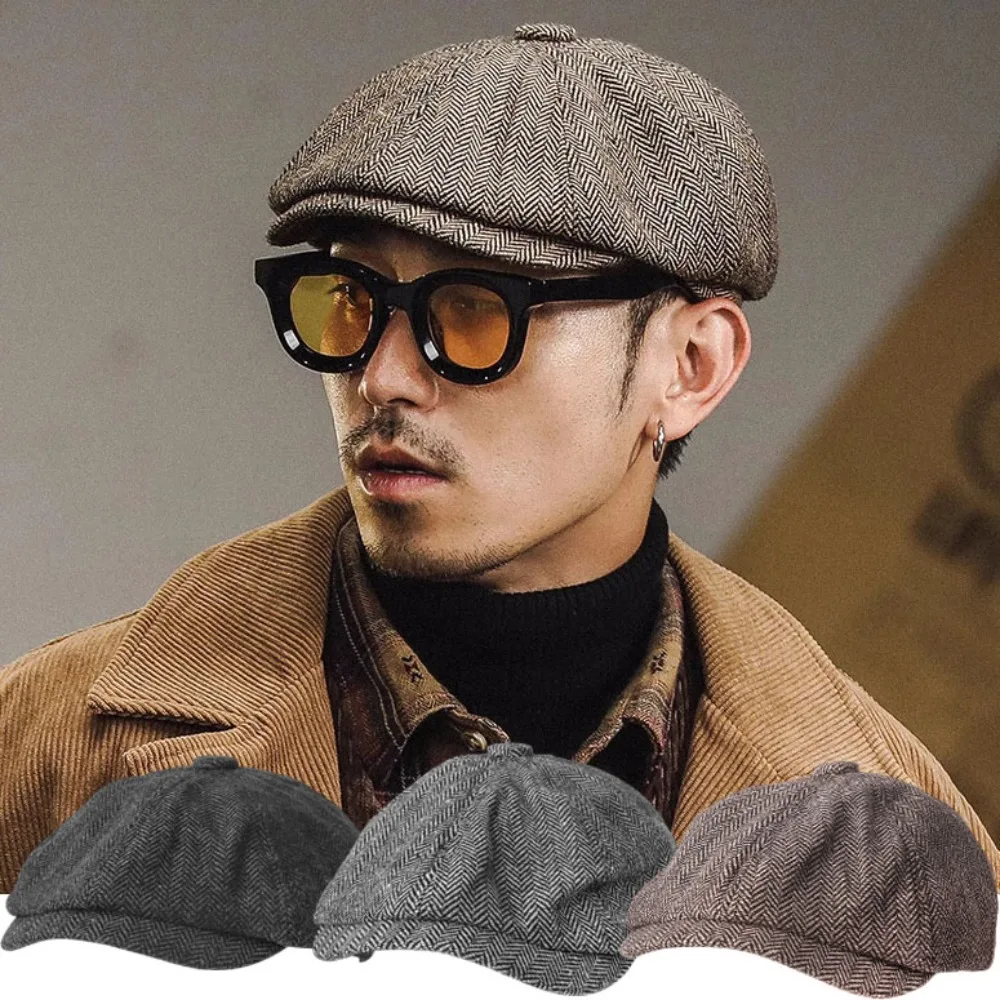 Vintage retro masculino bonés pintores britânicos chapéus bonés para masculino feminino rua tweed peaky blinders boina chapéu de pico plano