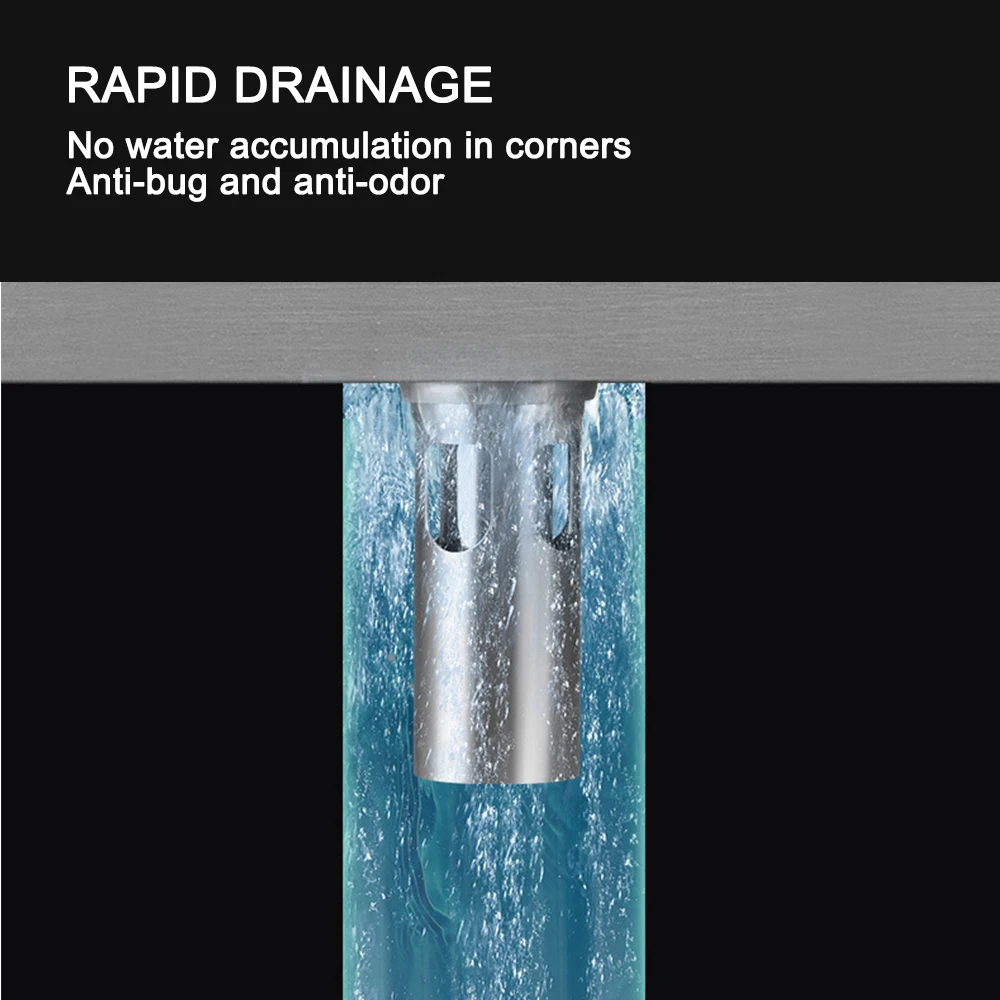 Imagem -04 - Anti-odor Dreno de Chão de Retângulo Linear Dreno de Chão do Banheiro Chuveiro Grande Deslocamento de Drenagem de Resíduos Aço Inoxidável 20100cm