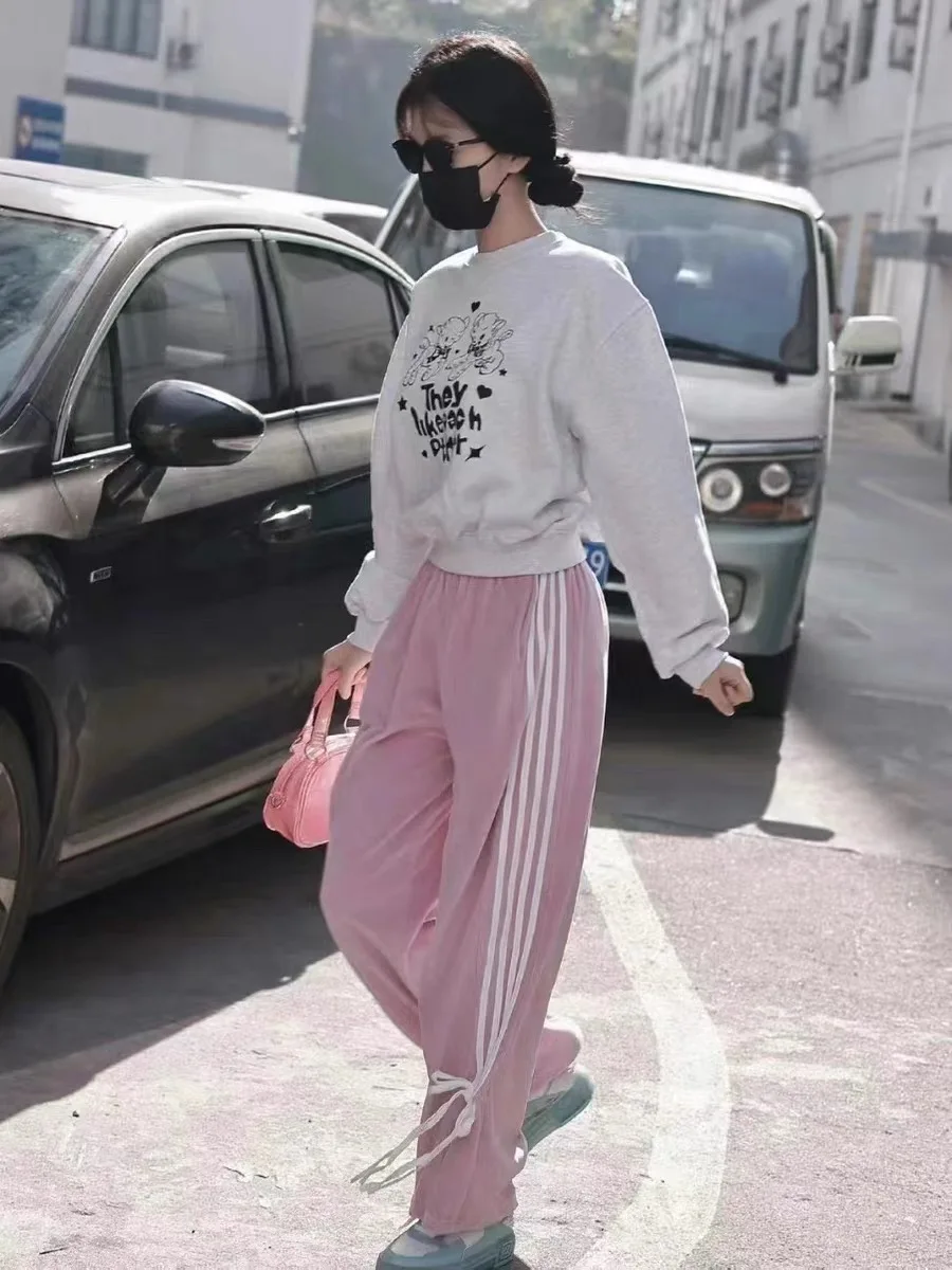 Pantaloni a gamba larga con nodo a cintura in tessuto di velluto a vita alta Pantaloni lunghi Pantaloni casual da donna drappeggiati e vestibilità comoda