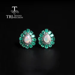 Pear-shaped Multi-gems Design Luxury earrings Natural green agate with rich color Opal gems earrings for women birthday gift