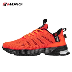 Baasploa Męskie buty do biegania Siatkowe oddychające buty sportowe dla mężczyzn Modne lekkie trampki antypoślizgowe sznurowane Plus Size 50.