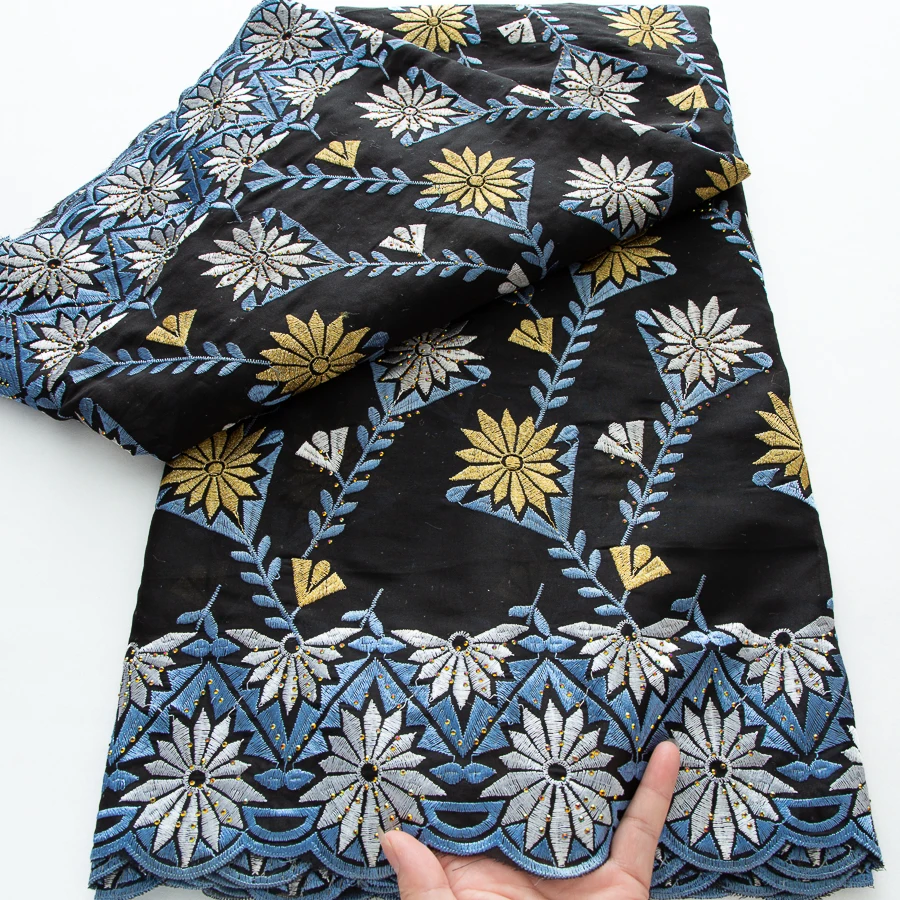 

2025 African Swiss Voile Lace Fabric Nigerian Cotton Voile Lace Fabric With Stones For Sewing Women Wedding Party Dress A4461
