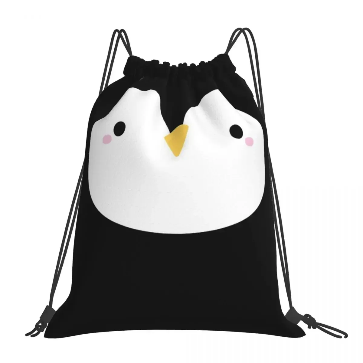 

Cute Little Penguin Face Backpacks Portable Drawstring Bags Drawstring Bundle Pocket Storage Bag BookBag For Man Woman School