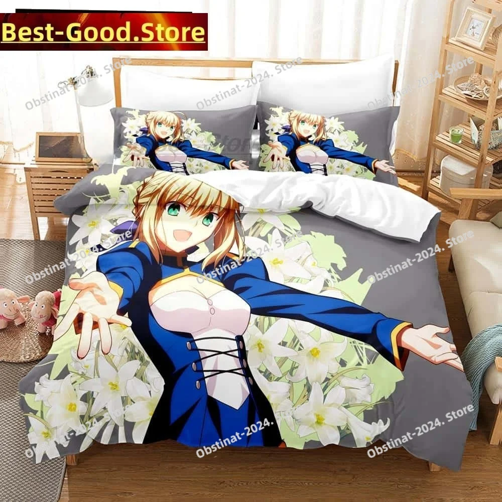 

3D Printed Anime FateStay Night Saber Bedding Set Single Twin Full Queen King Size Bed Set Adult Kid Bedroom Duvet cover Sets