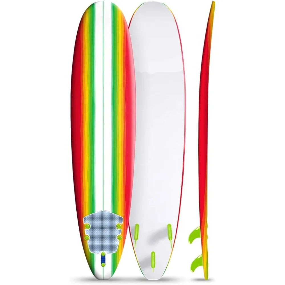 

Surfboard Longboard Soft Foam Construction Classic Surfboard, Strong EPS Core with 3 Stringer System Surf Board