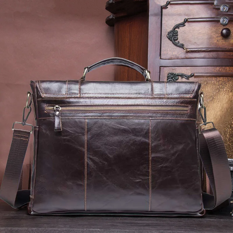 New Leather Casual Portable Business Briefcase Large Capacity Men's Oblique Straddle Computer Genuine Leather Men Bag Briefcases